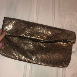 Victoria’s Secret gold sparkle clutch bag